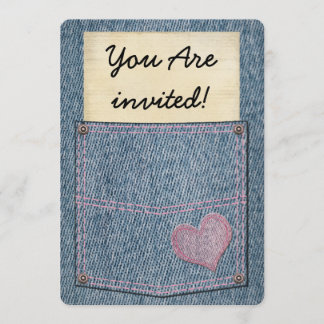 Girls Jeans Pocket Party Invitations