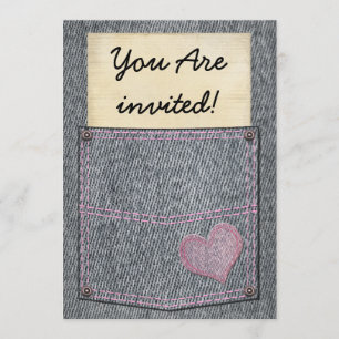 Girls Jeans Pocket Party Invitations