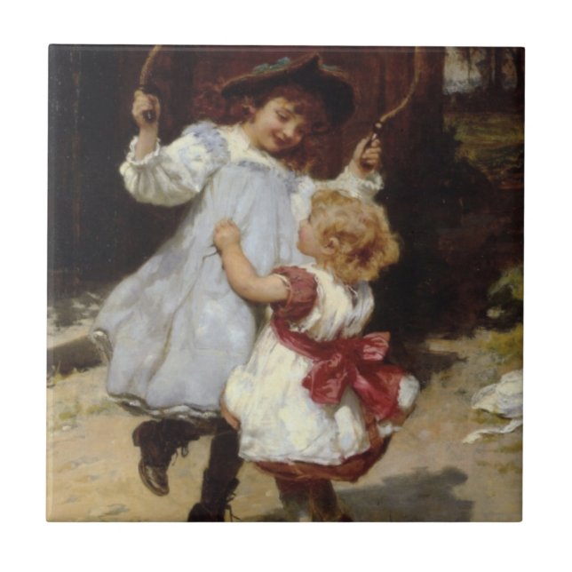 Girls Jumping with a Skipping Rope Tile (Front)