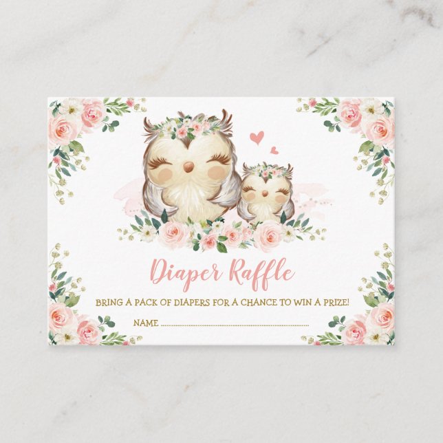 Girls Jungle Safari Wild Animals Diaper Raffle Enclosure Card (Front)
