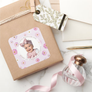 Girls Just Wanna Be One Girl 1st Birthday Photo Square Sticker