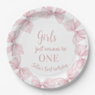 Girls just wanna be One Pink Bow  Paper Plate