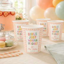 Girls Just Wanna Be One Pink Gingham 1st Birthday 