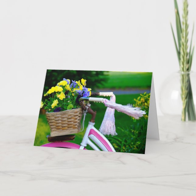 Girls Just Wanna Have Fun, Pink Girls Bicycle Card (Front)