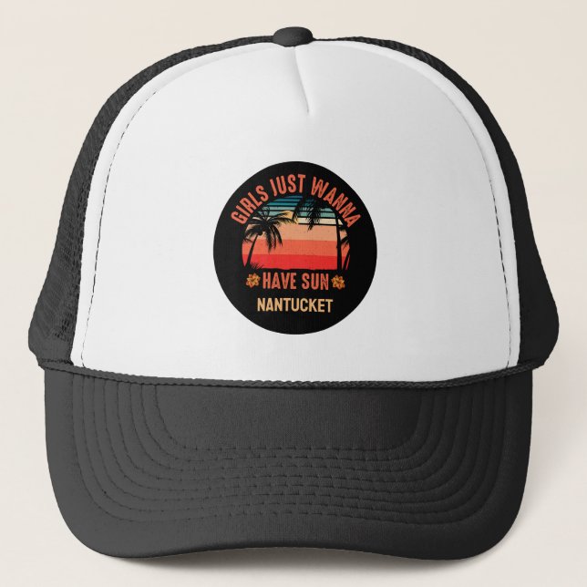 "Girls Just Wanna Have Sun" Customized Trucker Hat (Front)