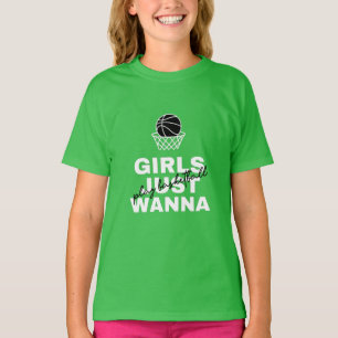 Girls Just Wanna Play Basketball Funny Quote Ball T-Shirt