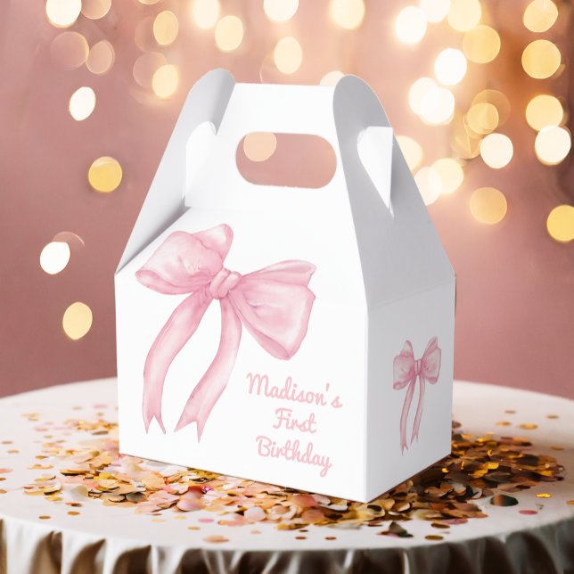 Girls Just Wanne Be One Pink Bow Coquette Birthday Favor Box (Creator Uploaded)