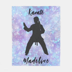 Girls Karate Blue Purple Personalized Fleece Blanket