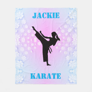 Girls Karate Floral Fleece Blanket