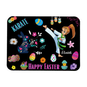 Girls Karate Happy Easter Decorative Magnet