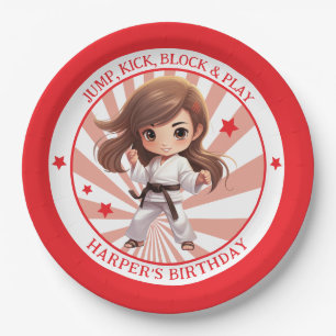 Girl's Karate Martial Arts Birthday Party Paper Plate
