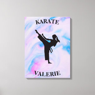 Girls Karate Pastel Swirl Canvas Print