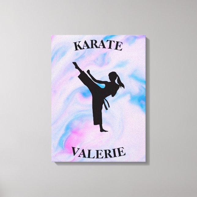 Girls Karate Pastel Swirl Canvas Print (Front)