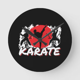 Girls Karate - Patriotic Japan Japanese Theme Round Clock