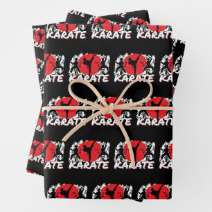 Girls Karate - Patriotic Japan Japanese Theme Wrapping Paper Sheet