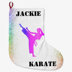 Girls Karate Rainbow Speckles   Large Christmas Stocking