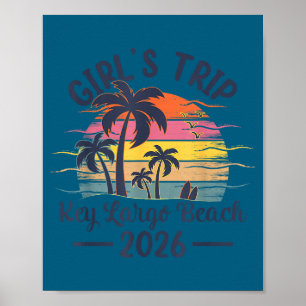Girls Key Largo Beach Trip Vintage Poster