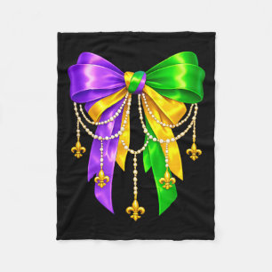 Girls Kid Mardi Gras Coquette Bow Fat Fleece Blanket