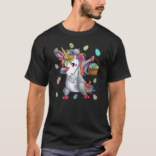 Girls Kids Easter Dabbing Unicorn Bunny Ear Egg Hu T-Shirt