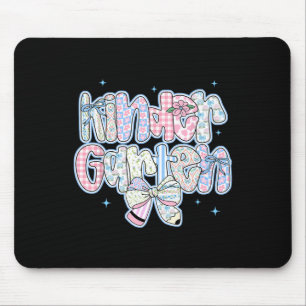 Girls Kindergarten Back To School Coquette Preppy Mouse Pad