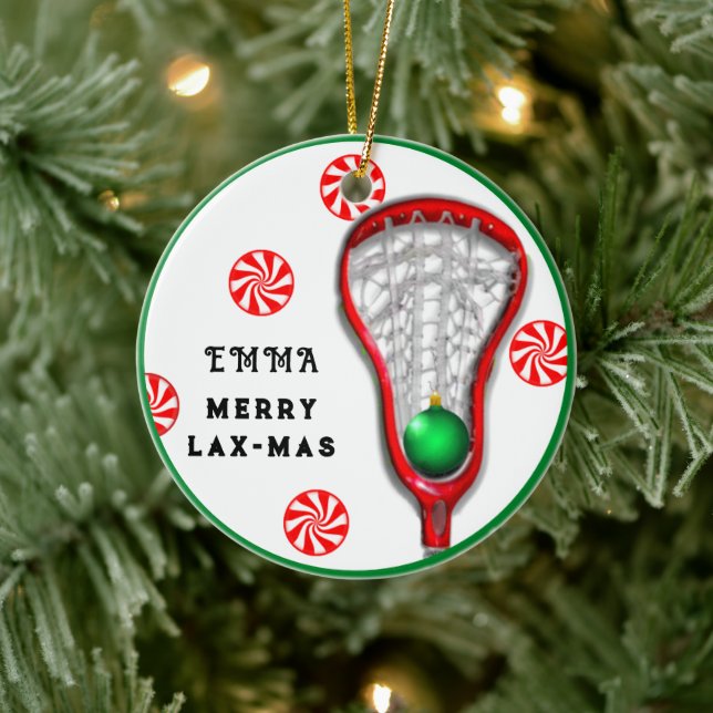 girls lacrosse ceramic ornament (Tree)