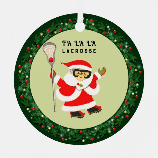 Girls Lacrosse Christmas 2025 Metal Ornament (Front)