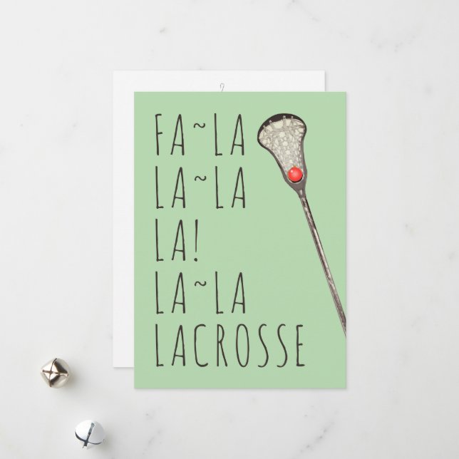 Girls Lacrosse Christmas Holiday Card (Front/Back In Situ)