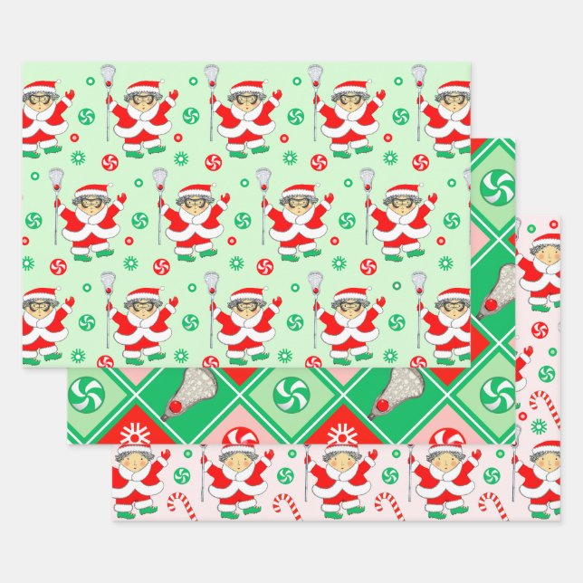 Girls Lacrosse Christmas Wrapping Paper Sheet (Set)