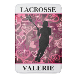 Girls Lacrosse Floating Rose Hearts Bath Mat