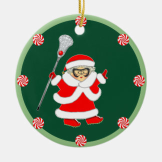 Girls Lacrosse Holiday Gift Ceramic Ornament