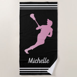 Girls Lacrosse Personalized  Beach Towel