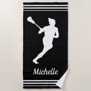 Girls Lacrosse Personalized Beach Towel