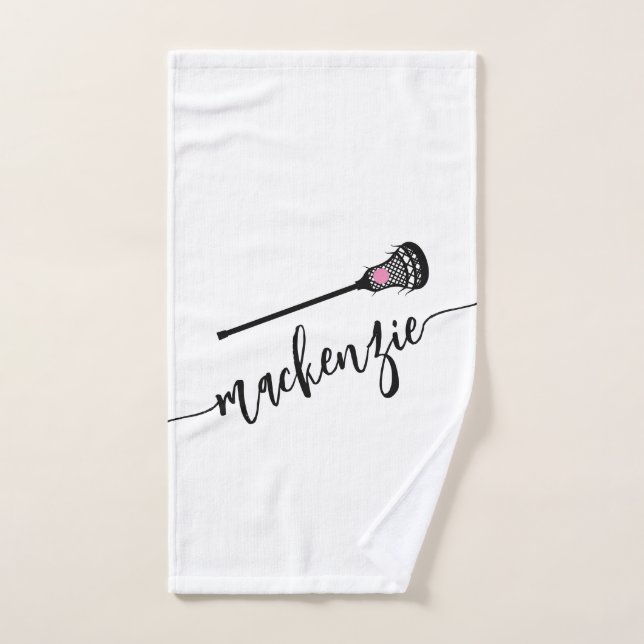 Girls Lacrosse Personalized Name Sports Hand Towel (Hand Towel)