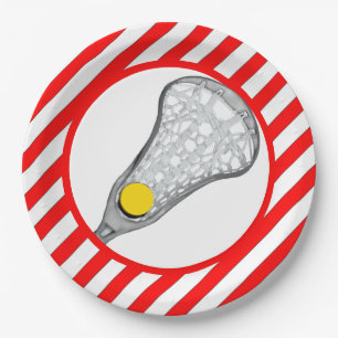 Girls Lacrosse Team Red Paper Plate