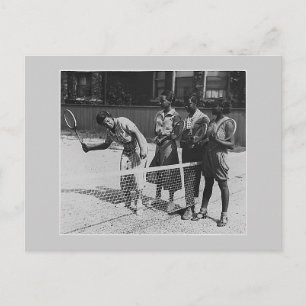 Girls learn to play tennis postcard