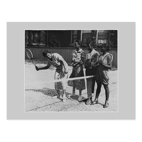 Girls learn to play tennis postcard