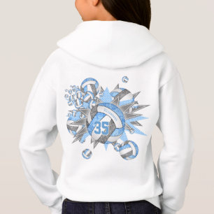 girls light blue grey volleyballs stars