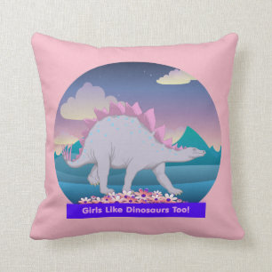 Girls Like Dinosaurs Too! Throw Pillow