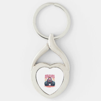 Girls Like Monster Trucks Too Vintage Unicorn Mons Keychain