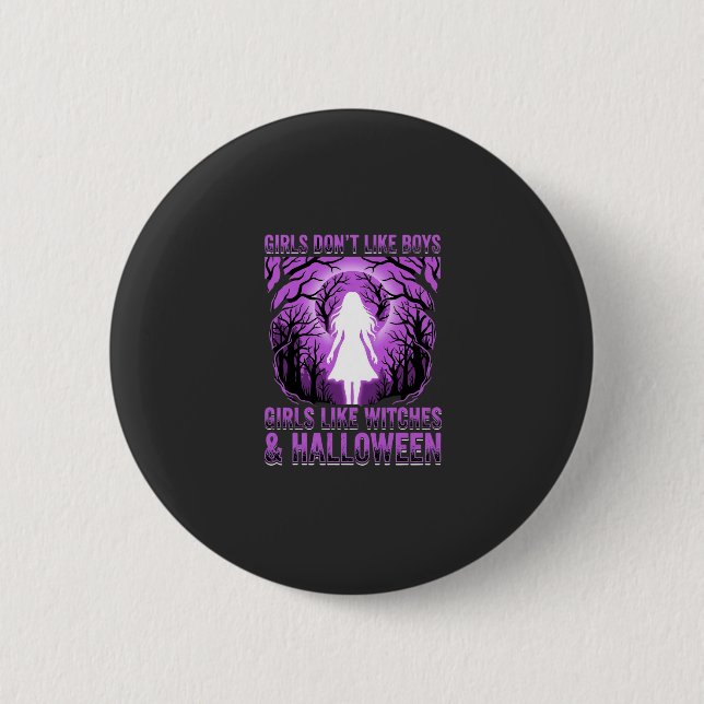 Girls Like Witches Halloween Design 2 Inch Round Button (Front)