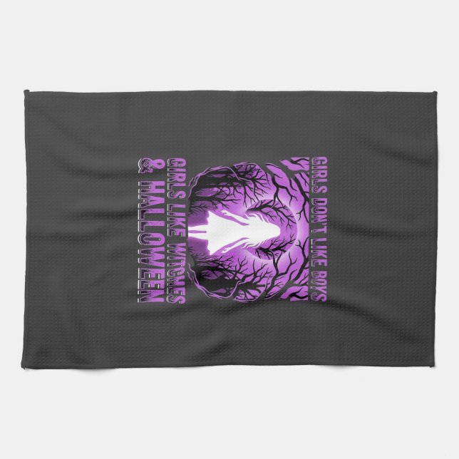 Girls Like Witches Halloween Design Kitchen Towel (Horizontal)