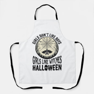 Girls Like Witches Halloween Vintage Vector Design Apron