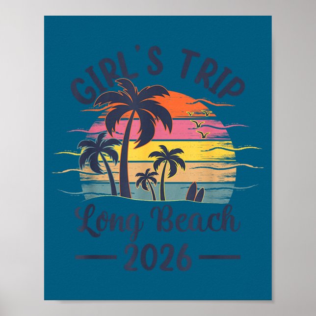 Girls Long Beach Ca Trip Vintage Poster (Front)
