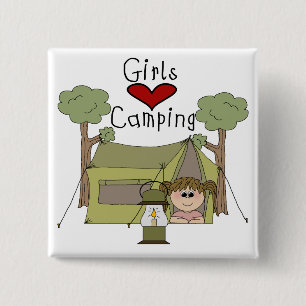 Girls Love Camping 2 Inch Square Button