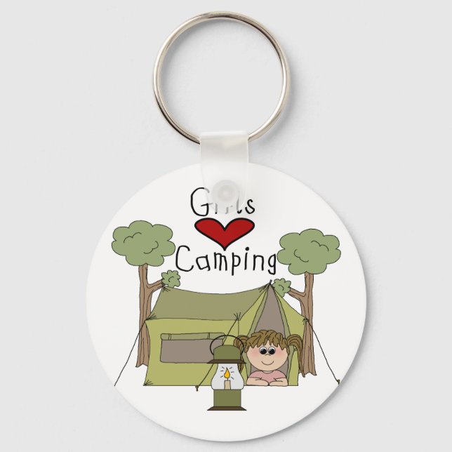 Girls Love Camping Keychain (Front)