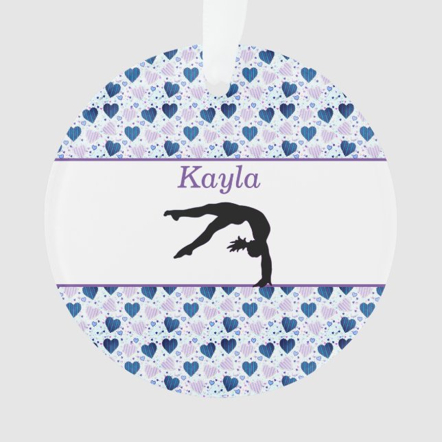 Girls Love Gymnastics Hearts Ornament (Front)