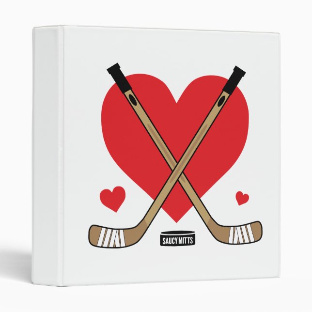 Girls Love Heart Hockey Sticks School Binder (Front/Spine)