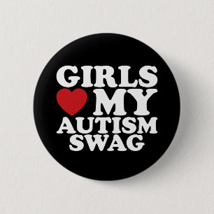 Girls Love My Autism Swag Awareness Heart 2 Inch Round Button