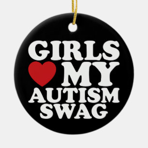 Girls Love My Autism Swag Awareness Heart Ceramic Ornament