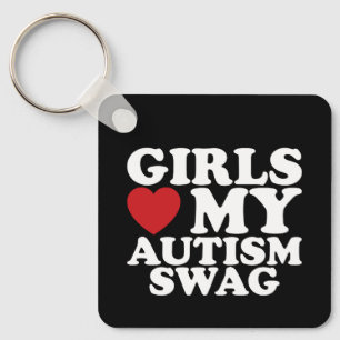 Girls Love My Autism Swag Awareness Heart Keychain